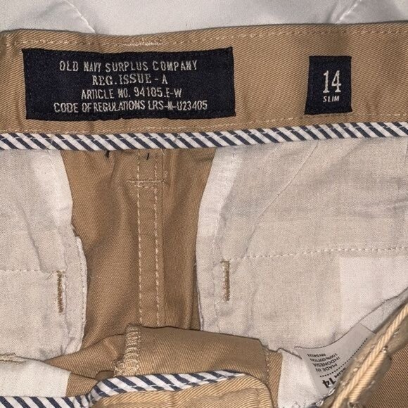 Old Navy Kids Khaki Pants Slim Fit Size 14 Cotton Straight Leg Casual - Picture 2 of 9